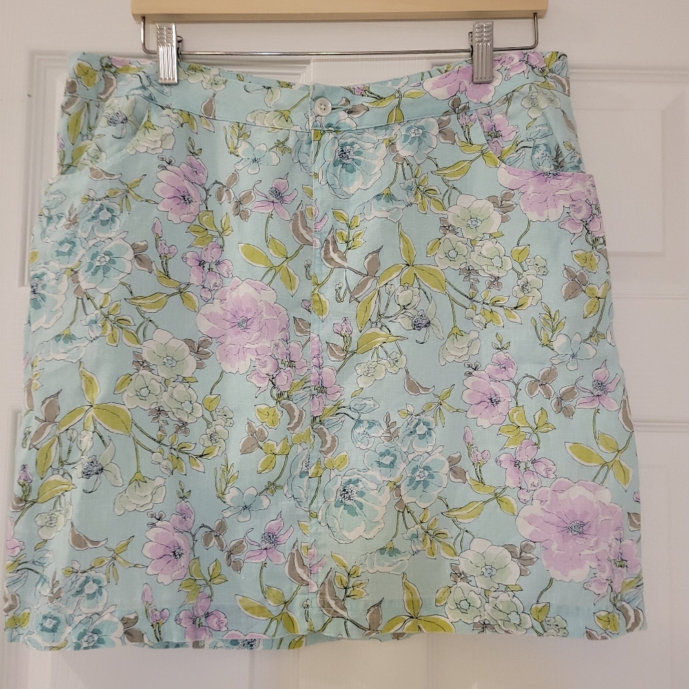 Tommy Bahama Relax Floral Linen Mini Skirt, Size 10